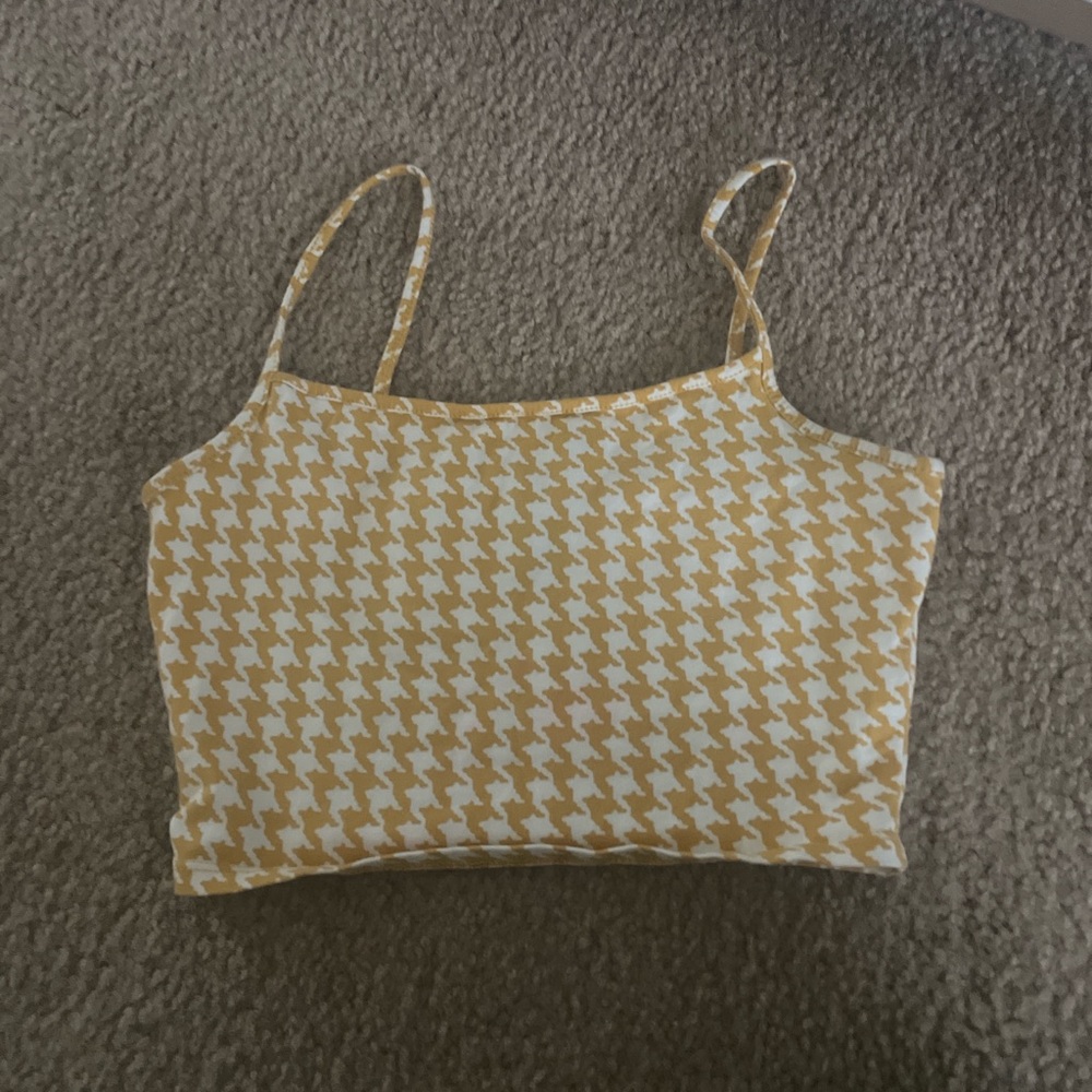 Yellow and White Patterned Crop Top